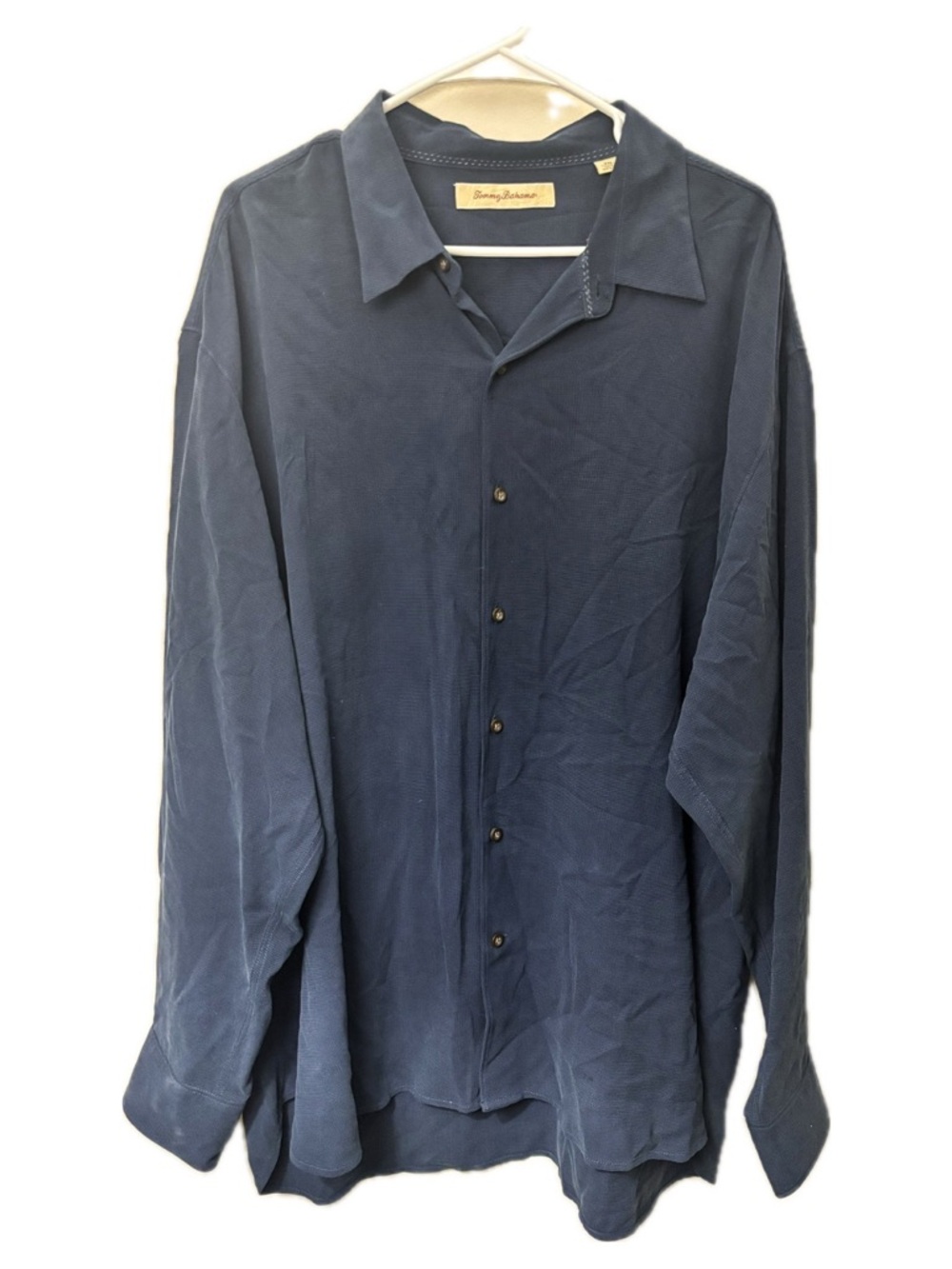 Tommy Bahama 100% Silk Button Up Shirt XXL Blue Luxury Relaxed Fit